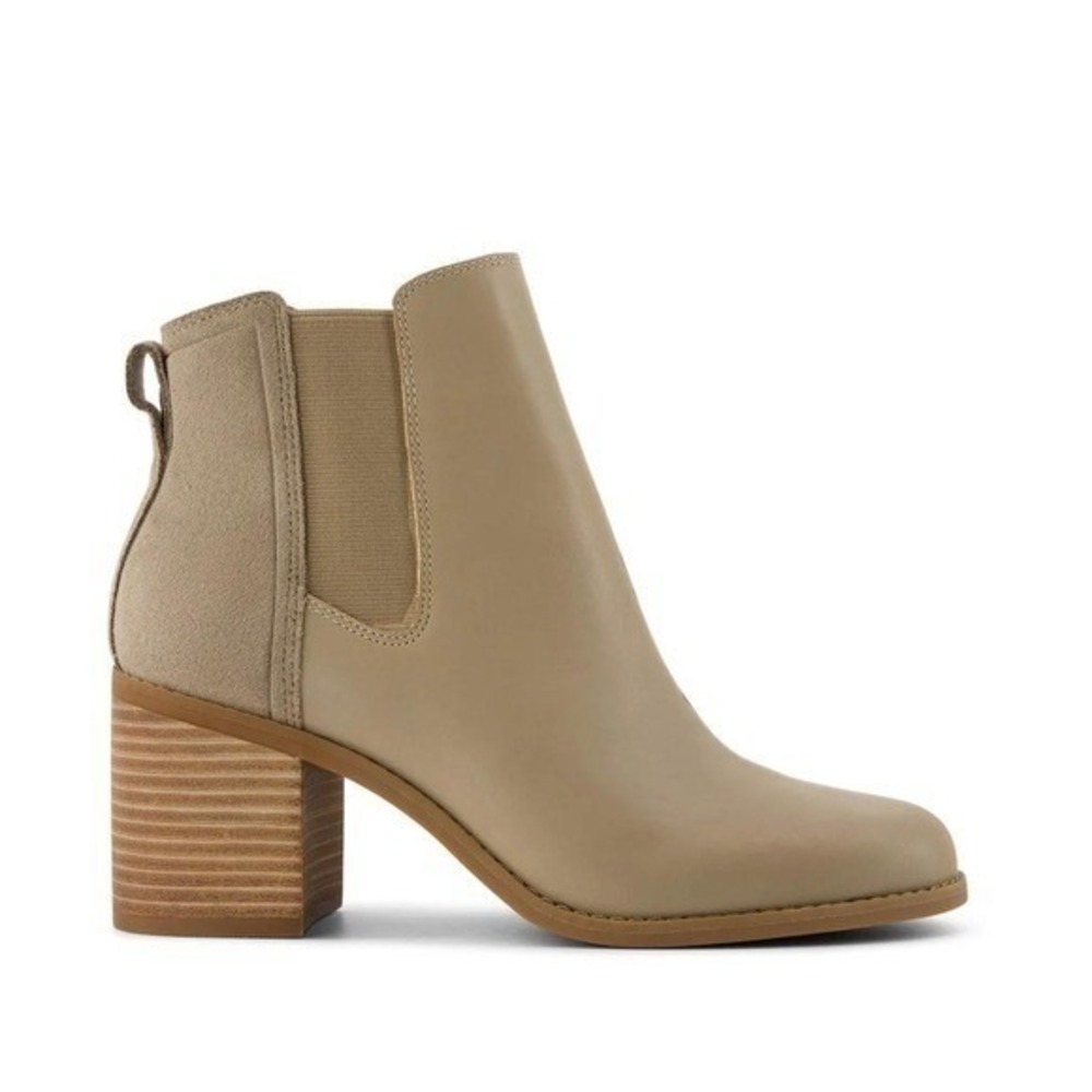 TOMS Evelyn Chelsea Ankle‎ Boots Sustainable Suede Leather Dune Brown Size 7 NWT - Picture 6 of 9